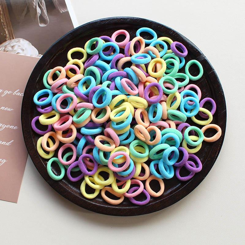 100 Stück/Lot Elastische Haargummis für Kind Mädchen Gummiband Weiß Schwarz Bunt Kleine Haargummis Stirnband Baby Accessoires