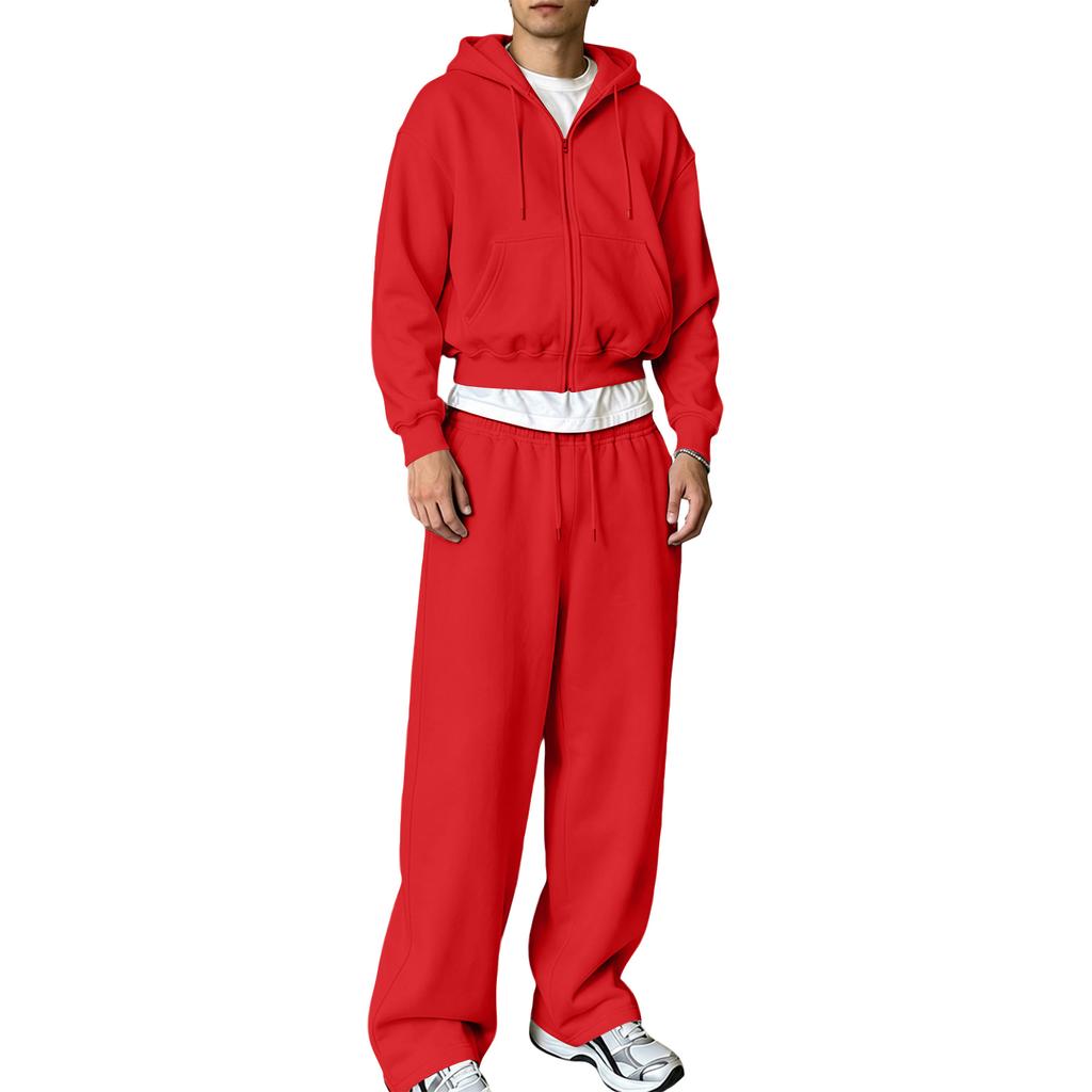 Ensemble Sweat à Capuche zippé et Pantalon de Jogging assortis pour Tenue Casual d'Hiver