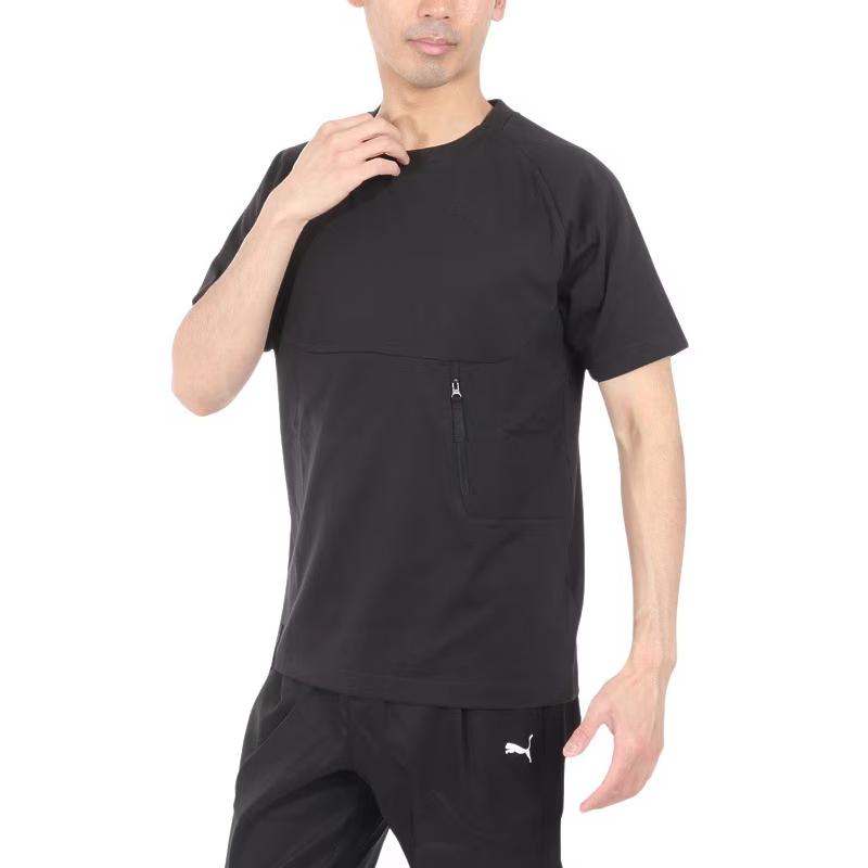 Puma Tech Pocket Tee Solid Color Casual Cut Design Round Neck Short Sleeve T-Shirt Men Tops Black 626155-01