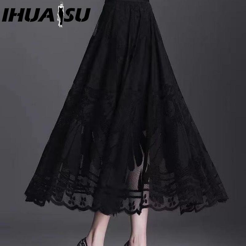 

IHUASU Женская Мода Повседневная Однотонная Принтованная Летняя Весенняя Юбка XL чёрный