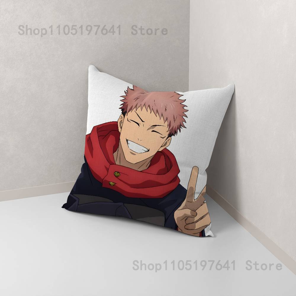 Anime Y-Yuji I-Itadori Pillow Case For Sofa Decor Car Office Room Printing Cushion Cover Decorations and Protector