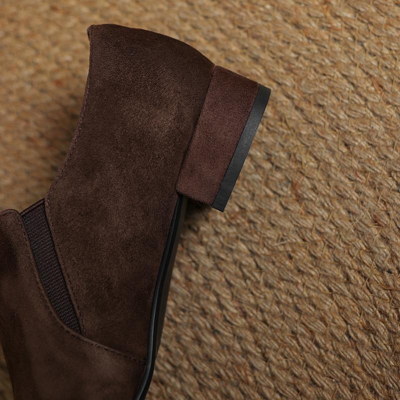 Fashion Women's New Spring and Autumn Pointed Leather Sheep Suede Comfortable Low Heel Plus Size Retro Work Oxford Shoes