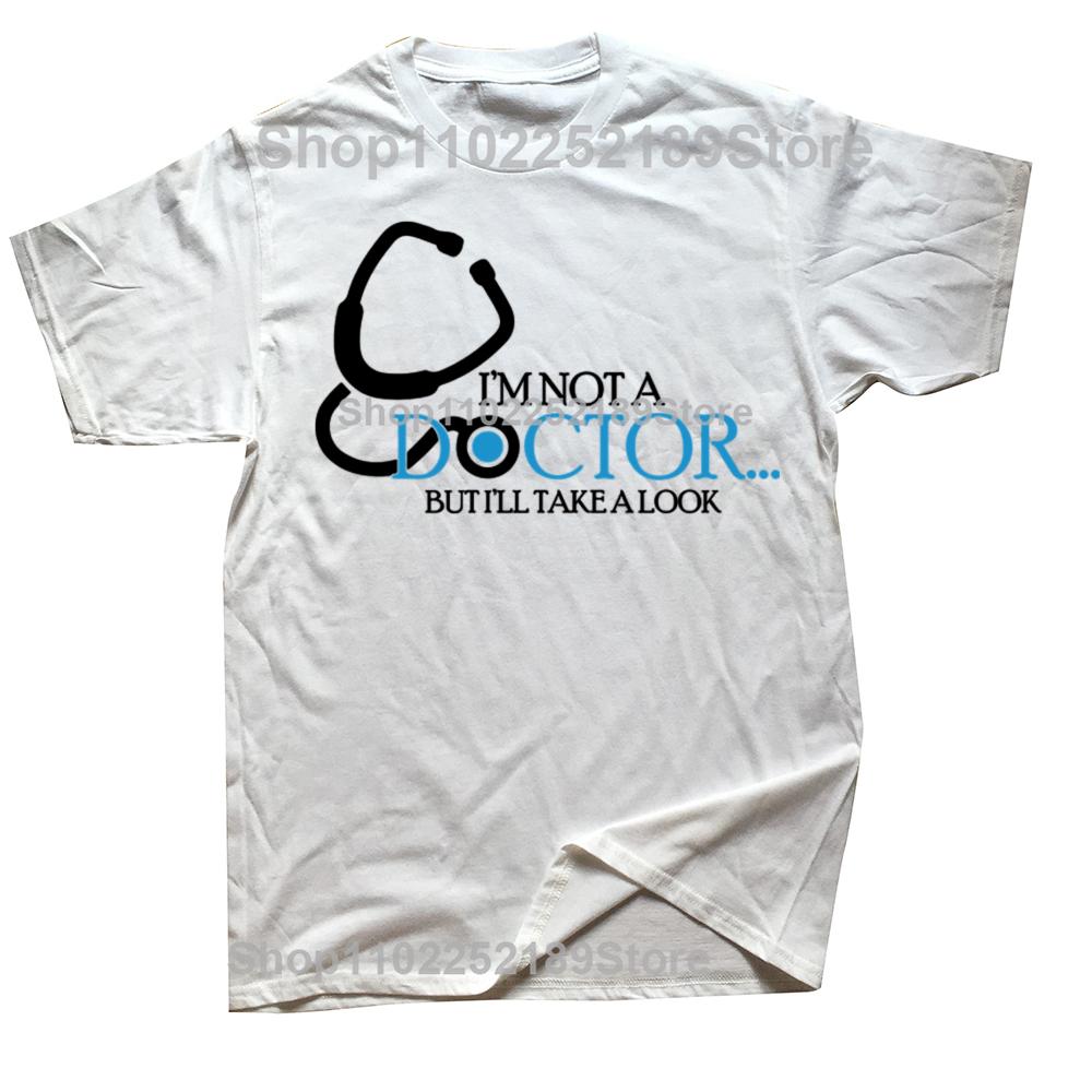 Lustig Ich bin kein Arzt, aber ich schau mal drauf Grafik T-Shirts Herren Damen Mode Freizeit T-Shirt 100% Baumwolle Locker Oversized T-Shirt