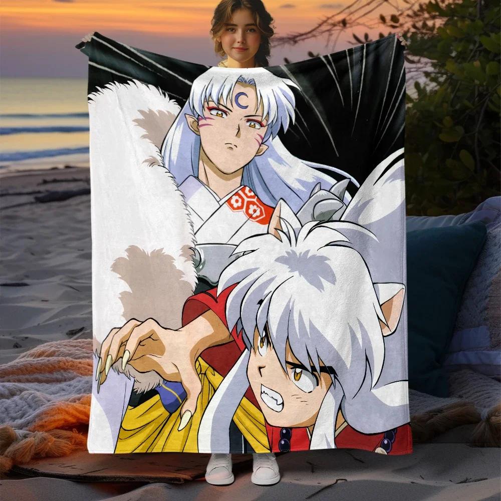 Inuyasha Cartoon Printing Blanket Large Sofa Soft Warm Flannel Throw Blanket Camping,Outdoors,Picnic,Travel,Airplane Blanket.