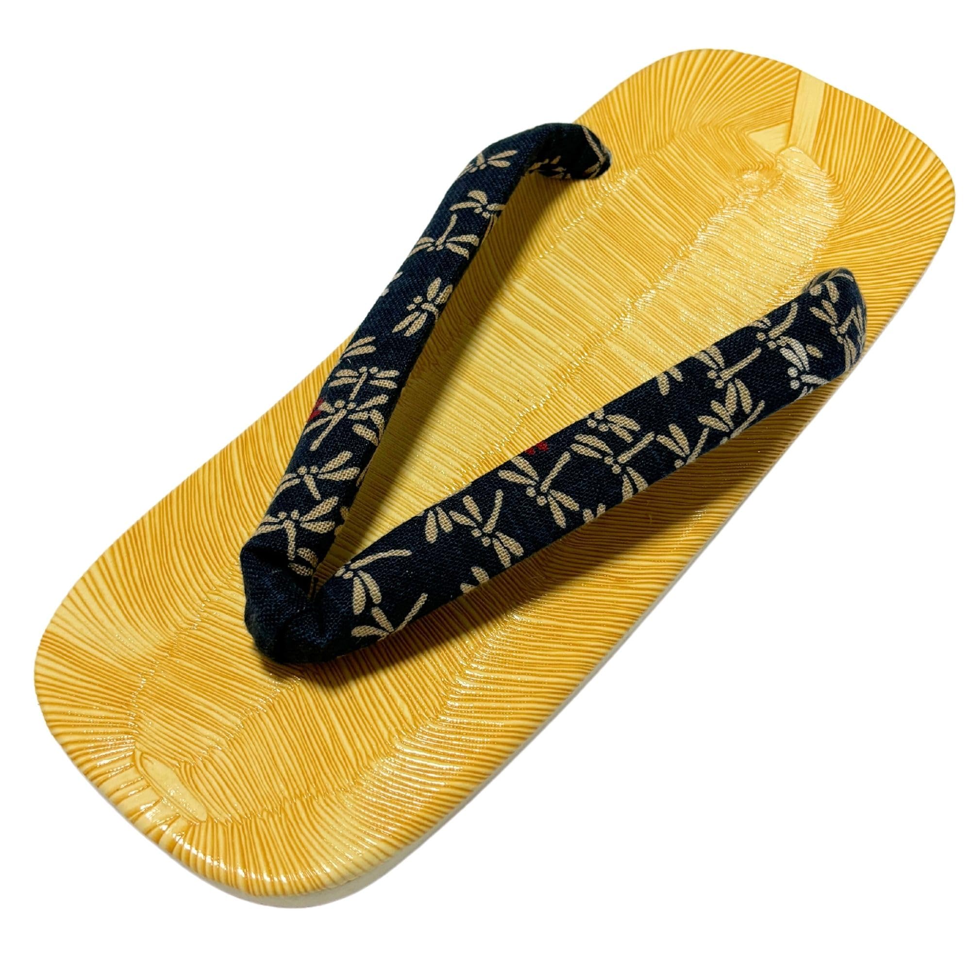 

Сандалии гэта Эдотэн, Сделано в Японии, Желтая татами, Нескользящая подошва «конфета», Дизайн с крашеными стрекозами, LL