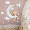 Cartoon Bear Wall Stickers for Kids Bedroom Decoration Moon Star Cloud Wallpaper Room Decor