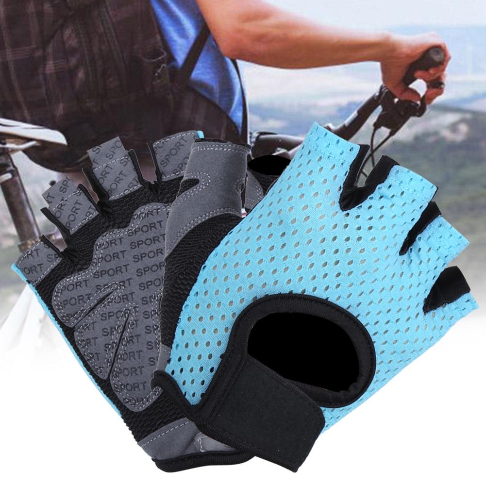 Fitness Exercise Gloves Anti Skid Breathable Sports Training Half Finger Gloves for Yoga Blue(L )