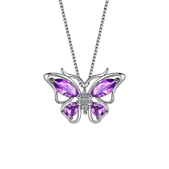 1 Set Jewelry Set Sparkling Rhinestones Inlaid Butterfly Pendant Necklace Ear Studs