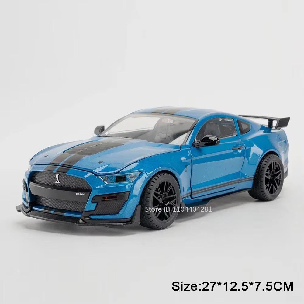 1:18 Chiron Mustang Shelby Gt500 Miniature Model Toys Alloy Diecast Car Doors Opened Sound Light Pull Back Cars Boyfriend's Gift