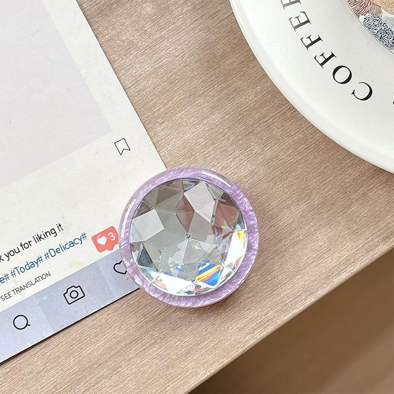 Xiaoqing Fresh Air Creative Big Round Diamond Gem Mobile Phone Airbag Holder Desktop Watching Drama Back Sticker Women'S Ring Retractable