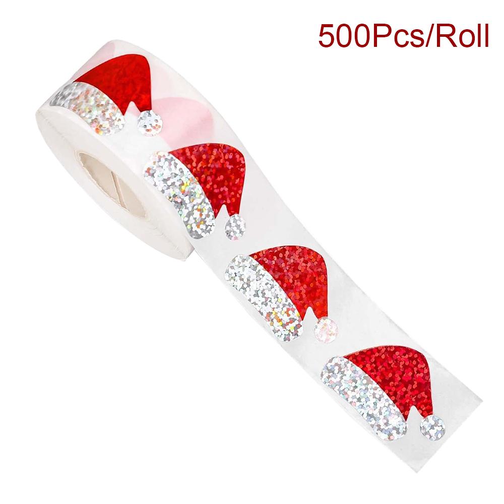 

Runtow 500 шт. наклейки-этикетки с рождественскими шляпами, декоративные наклейки с рождественскими шляпами, декоративные этикетки для конвертов и поздравительных открыток для DIY