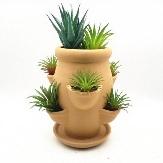 Maceta Torre Maceta de Terracota Gres Torre de Suculentas Maceta Decorativa Jardinería Vertical Maceta para Suculentas Orquídeas Fresas Exterior
