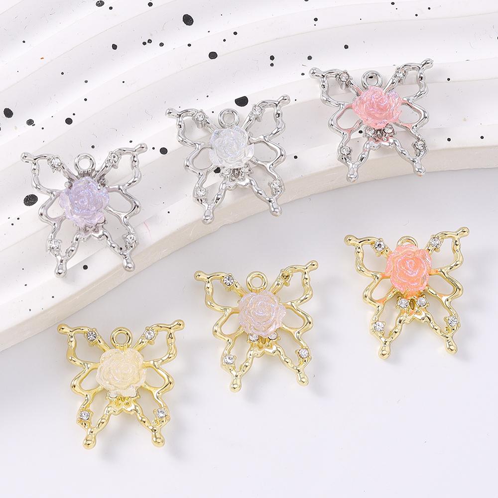 5pcs Luxury Crystal Butterfly Charms Pendants for Necklace Earrings Bracelet DIY Jewelry Making Accessories Supplies