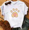 Women's Large Size Short Sleeve Crewneck T-Shirt Cartoon Hand-Painted Dog Paw Print Warm Polyester Fabric Summer Fashion