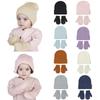 Autumn Winter Boys Girls Knitted Hat Glove Set Fashion Joker Solid Color Thick Soft Warm Wool Hooded Party Photography Props