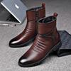 Genuine Leather Men Boots High Quality Cowhide Leather Boots Fashion High Top Motorcycle Boot Men's Business Casual Dress Boots