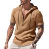 Herren Heiß Verkauft Amerikanisches Sommer Leinenhemd, Einfaches Lockeres Freizeit Kapuzen Henley Kurzarm T-Shirt