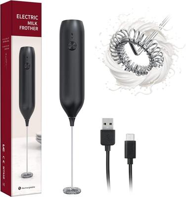 [New Upgrade] Handheld Electric Milk Frother USB-C Coffee Electric Blender with Built-in Rechargeable - Black Electric Frother Milk Cofer Foam