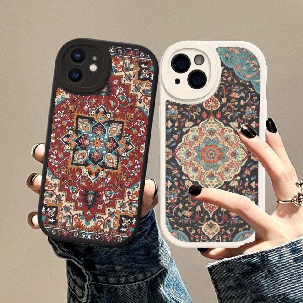 Persian Carpet Floral Art Phone Case Hard Leather For IPhone 16 15 14 13 12 Mini 11 14 Pro Max Xs X Xr 7 8 Plus Fundas