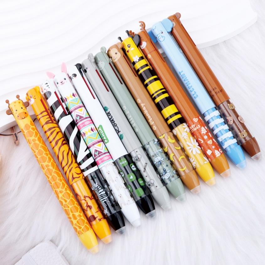 12/6/3pcs 2-in-1 Multicolor Cute Animal Erasable Pens Erase Blue Red Ink 12 Styles Animals Fine Point Pen for School Office Gift