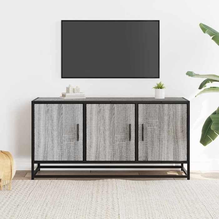 VidaXL Meuble TV sonoma gris 100x35x50 cm bois d'ingénierie et métal, banc TV, meuble hifi, centre de divertissement, buffet 848832