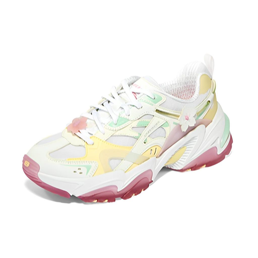 Skechers Stamina V2 Peach Blossom Shoes Fabric Synthetic Leather Comfortable Versatile Height Increasing Low Top Dad Shoes Women Sneaker 896116-WMLT
