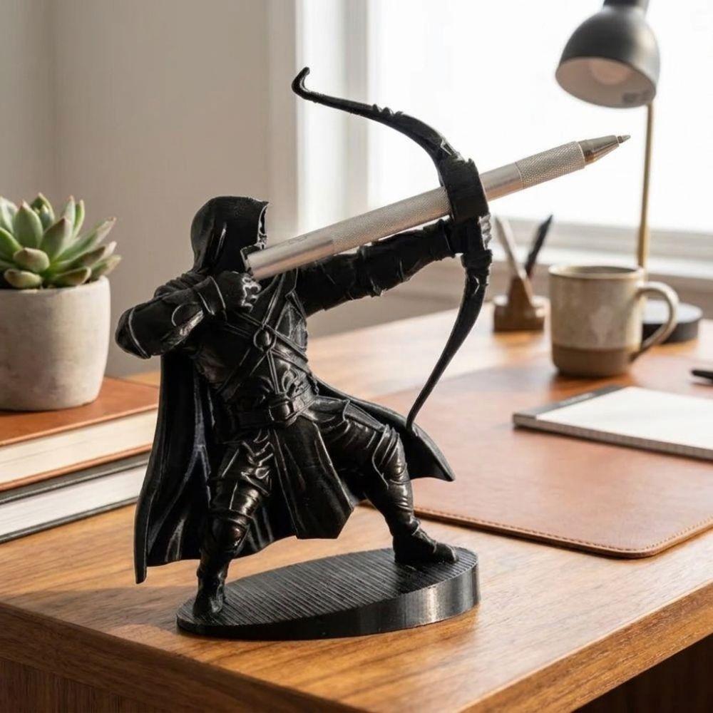 Retro Archer Pen Stand 3D Printed Samurai Sculpture Desk Pen Holder Home Decoration