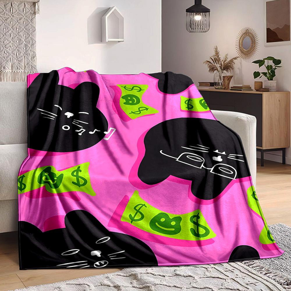 

1pc Cat Face Blanket Warm,Perfect for Camping And Travel, Making It a Great Gift for Any Season yy250904177 75x90cm