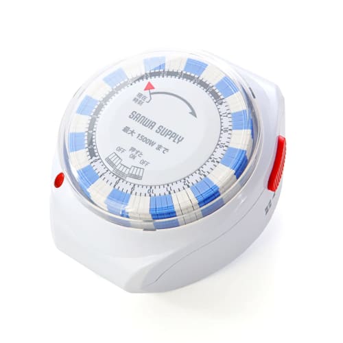 Sanwa Direct 700-TAP016 Analog Outlet Timer, 24-Hour, Compact, 15-Minute Increments, Power On/Off