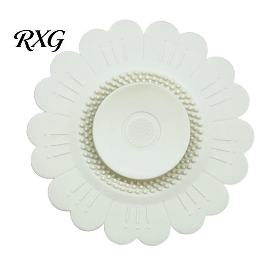 Home Drainage Solution Sunflower Silicone Floor Drain Mat, Bionic Petal Design Anti-Clog Sink Bathroom Sewer Protector Hair Filter, Odor-Proof