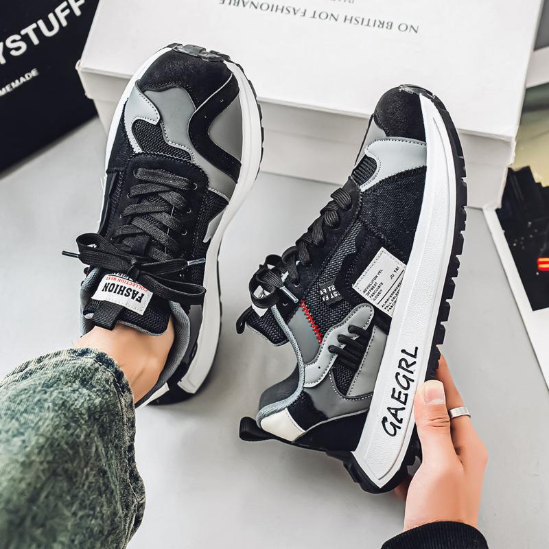 Men's shoes spring and summer new platform dad shoes men's trend color matching low-top sports and leisure shoes mesh breathable shoes
