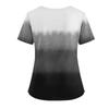 Women's Fashionable Printed V Neck Double Pocket Short Sleeved Shirt With Slit Hem Uniform And Worker Top