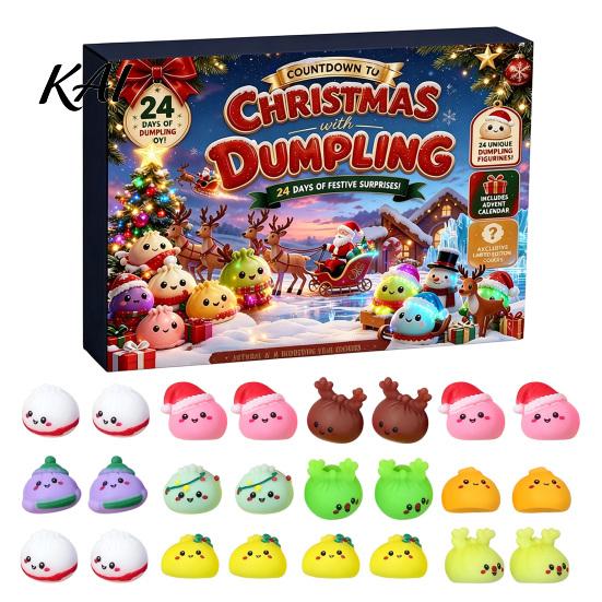 Christmas Party Supplies for Students 2026 Dumplings Advent Calendar with 24 Mini Bun Squeeze Collectible Toys Boys Girls Toys, Festive Countdown Box,