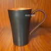 Pure Copper Coffee Mug, 400 ml Camping Breakfast Cup,Vintage Handcrafted Woven Handle Hammer Texture Home Tea Cup Drinkware