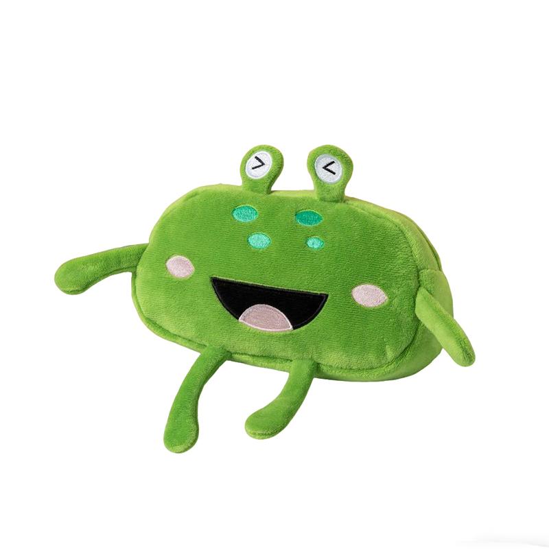 Green Frog Pencil Case Big Eyes, Big Mouth Soft Plush Pencil Case Fluffy Surface Zippered Pencil Case Pencil Case