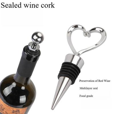 1PC Alloy Red Wine Stopper 6 Silk Silicone Round Head Wine Bottle Stopper Red Wine Preservation and Sealing Creative Cone Wine Stopper Wine Set