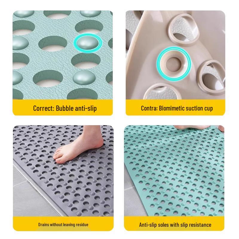 New Odorless Anti-Slip Bathtub Mat with Suction Cups and Multi-Hole Drainage