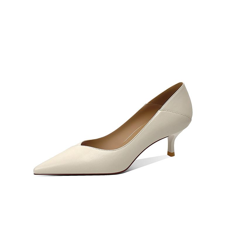 

Туфли-лодочки из овчины на высоком тонком каблуке, женские, весна, новая корейская версия, абрикосовые одинарные туфли, черные туфли для работы 40