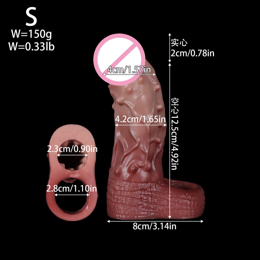 New Silicone Penis Sleeve Hollow Dildo Particle Stimulation Adult Toys Sex Toys Penis Male Thick and Thickened Penis Sheath Waterproof & Easy To Clean