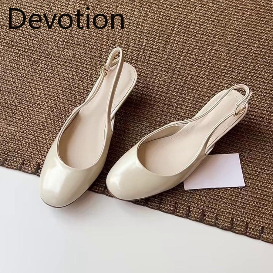 Simple Chunky Heel Sandals with Round Toes and Shallow Openings, Women's Shoes Devotion