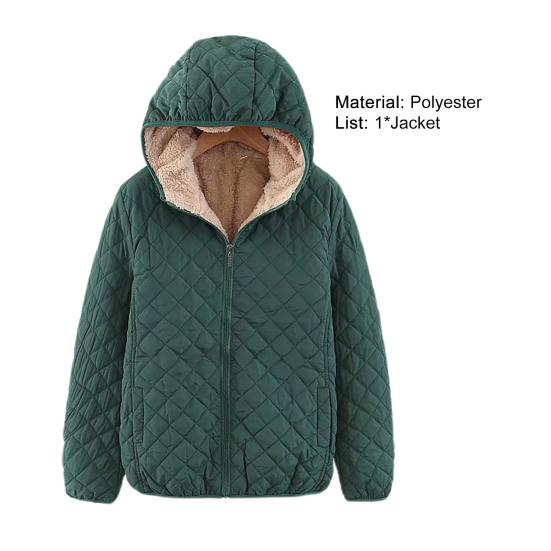 Women Coat Solid Color Hooded Plush Thicken Winter Jacket for Work