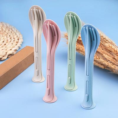 Portable Nordic StyleTableware Set Wheat Straw Detachable Cutlery Travel Tableware Picnic Dinnerware Set Camping Cutlery Set