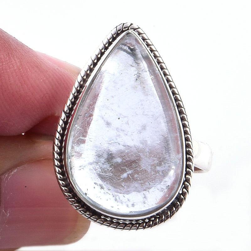 

Natural Aquamarine Gemstone Handmade 925 Solid Sterling Silver Ring Size 10 g2Y83