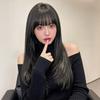 Natural-Looking Black Straight Long Wig with Straight Bangs—Bangs-Style Wig, Perfect for Everyday Wear or Anime Cosplay