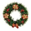 Christmas Wreath for Front Door Artificial Pine Needle Wreath with Balls Bows Flowers Merry Christmas Hanging Decor for Home Wall Window Porch Indoor