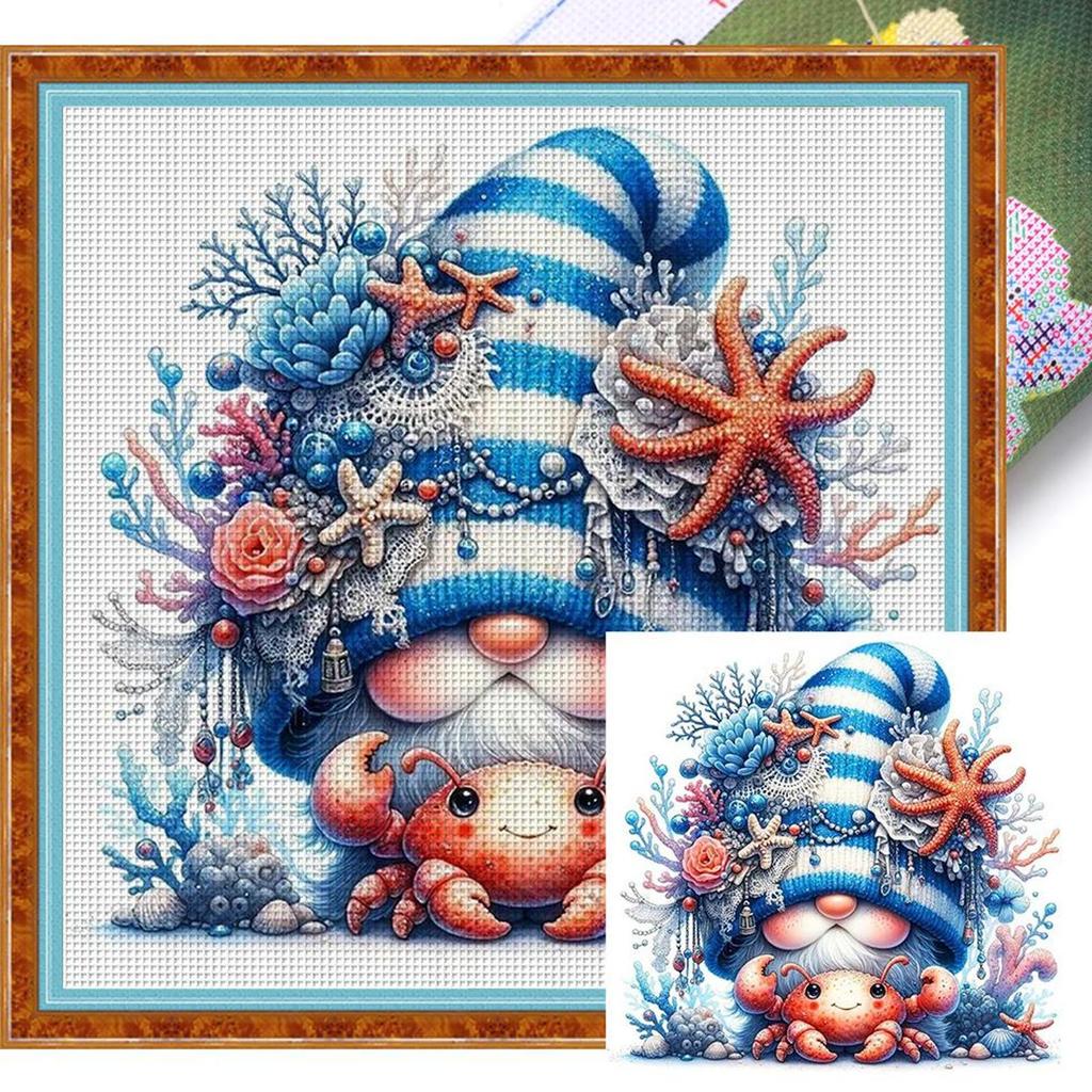 Plná vyšívací nit z ekologické bavlny 11CT Sada křížkového stehu Gnome Art