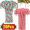 20Pcs Xmas Candy Canes Pendant Acrylic Xmas Tree Twisted Crutch Hanging Ornament Happy New Year Christmas Party Home Decoration