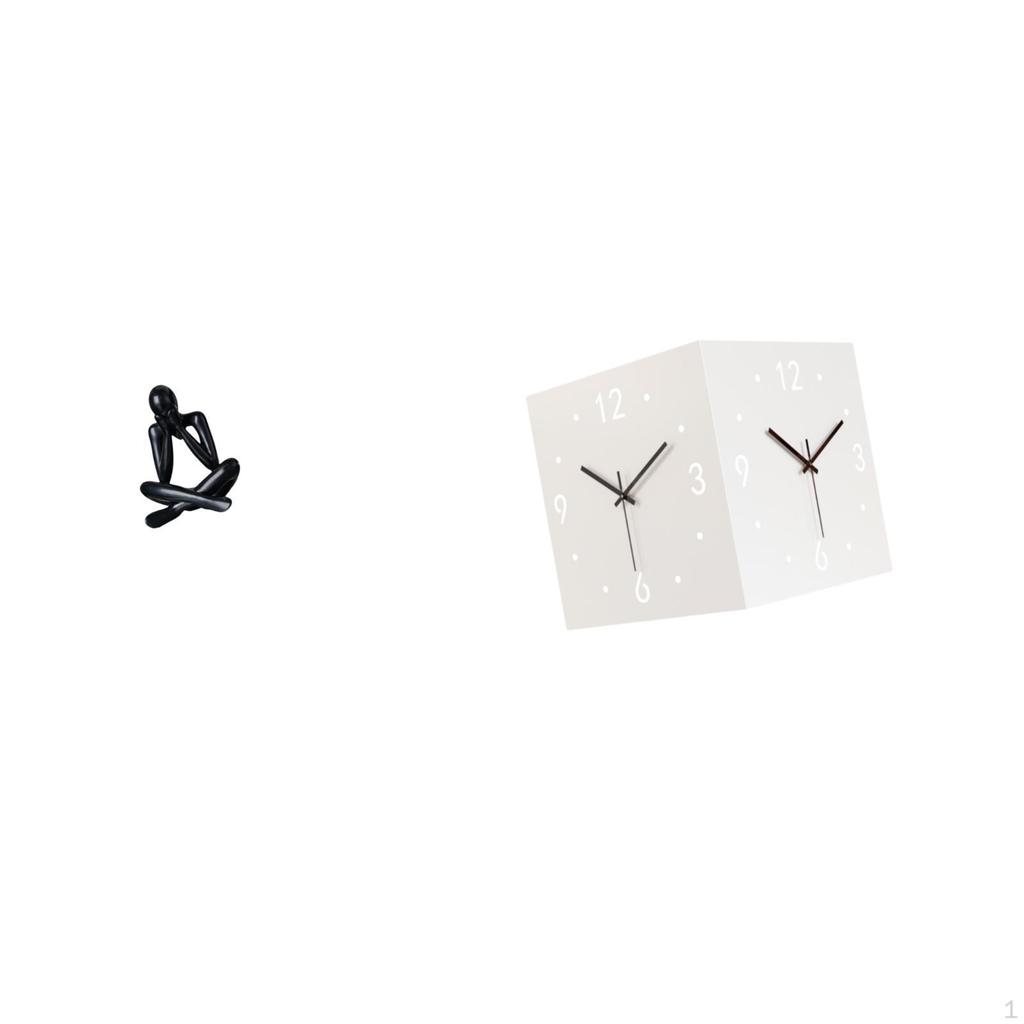 Modern Abstract Figure Sculpture And Double Sided Metal Corner Wall Clock Decorative Collectible