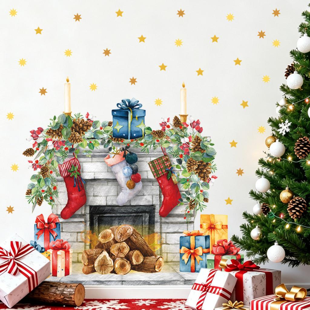 Christmas Static Cling Decals for Living Room Bedroom Holiday Party Decorations