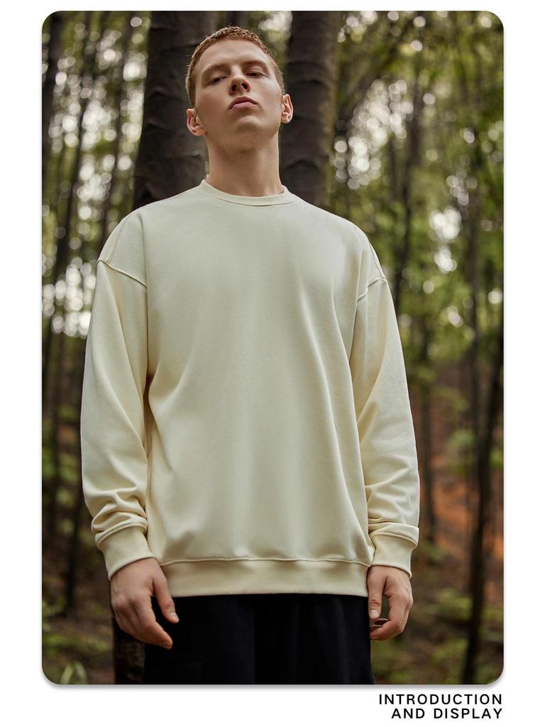 2024 Autumn/Winter Men's High-Quality 450G Terry Crewneck Sweater - Fashionable and Loose Fit
